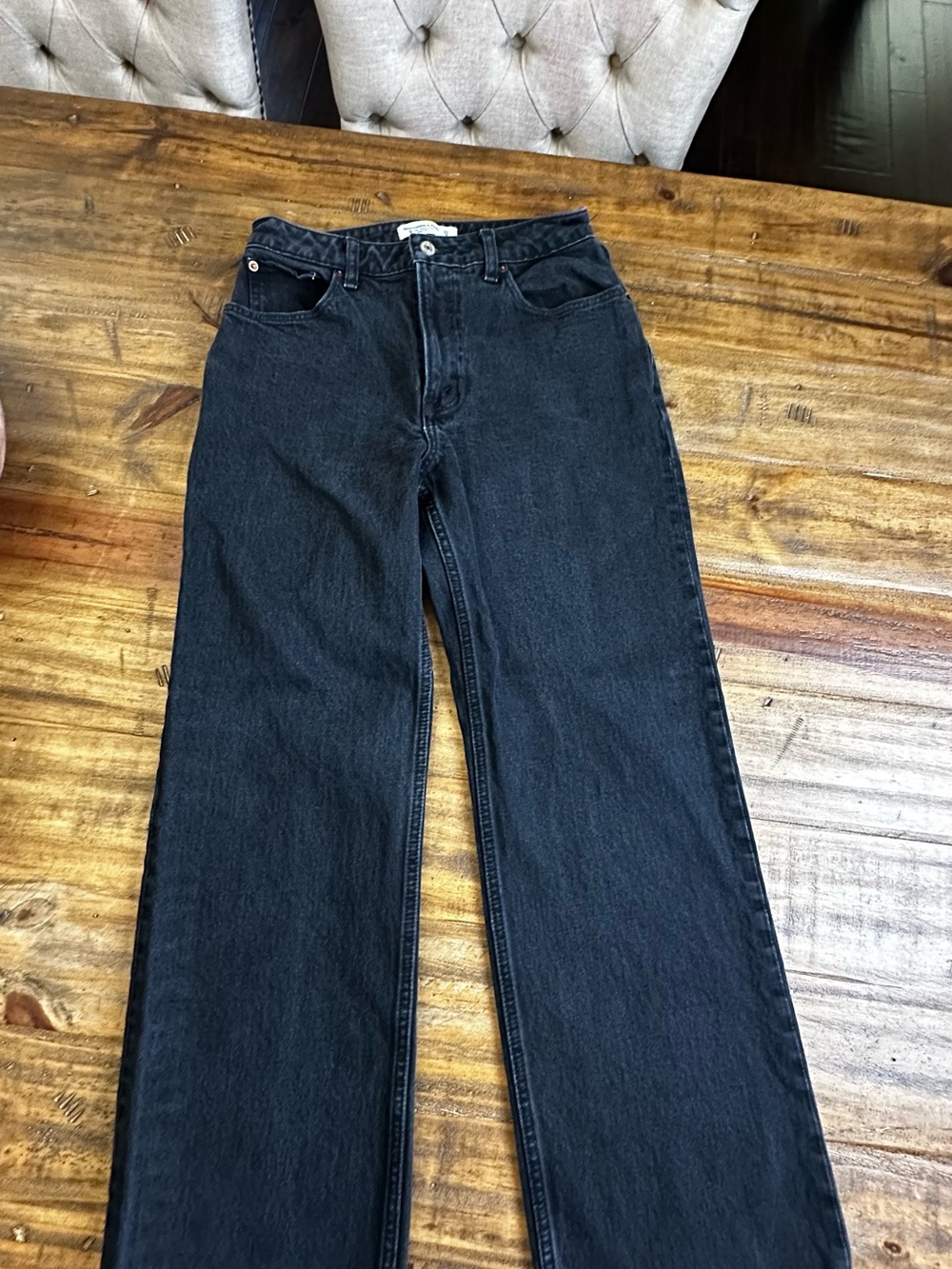Abercrombie & Fitch Black High-Rise Wide Leg Jeans